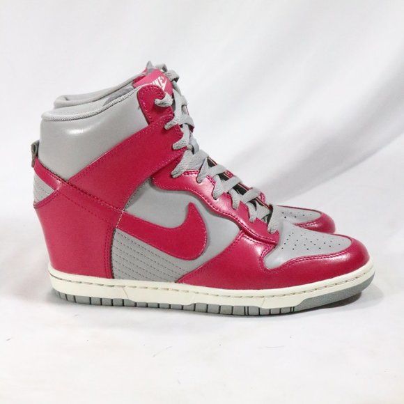 NIKE Dunk Sky Hi Med Grey /Sport Fuchsia-Sail Hidden Wedge Sneakers Sz 10 US - Picture 5 of 15